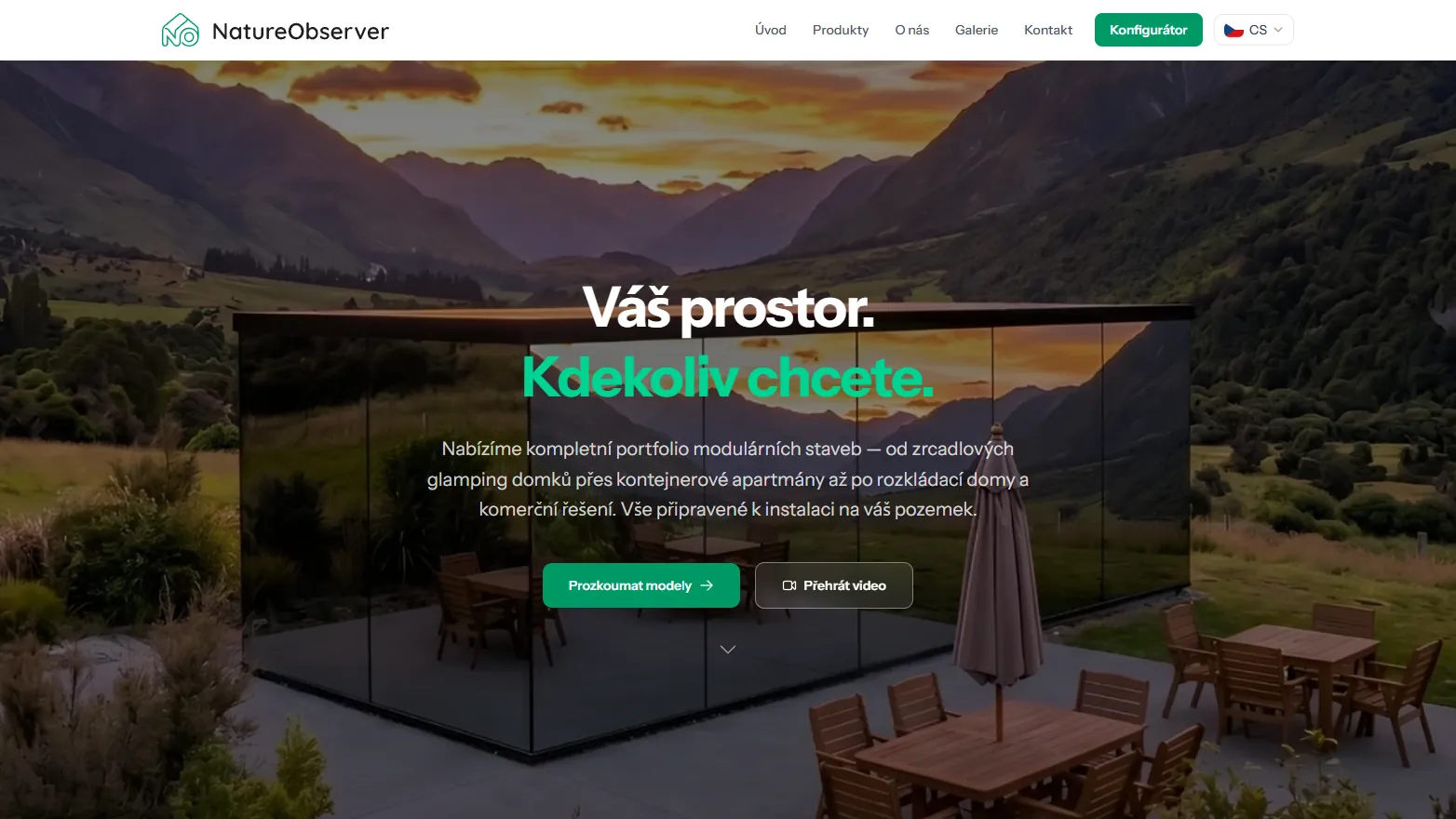 NatureObserver – web pro prodejce modulových domků